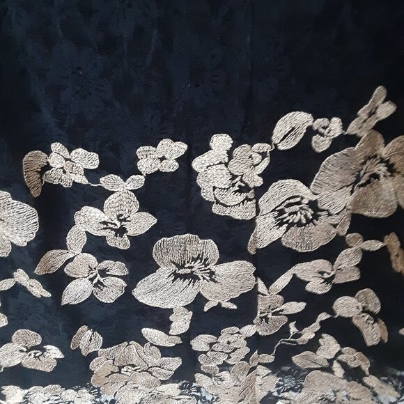 Midnight Velvet Black Dress  w/Gold Lace sleeves & bottom Size 12 - Picture 4 of 5